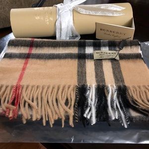 Burberry Camel Scarf 100% Cashmere New